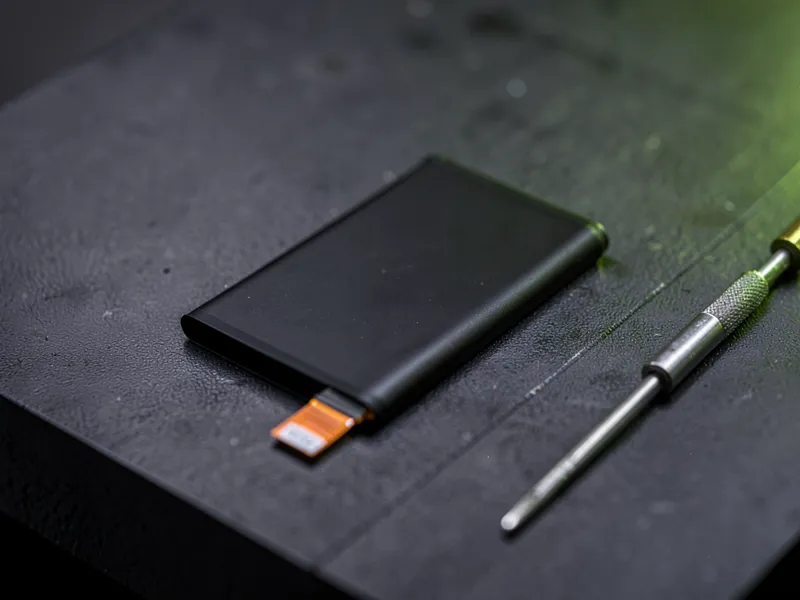 Bateria de celular sobre a bancada